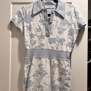 Amanda Uprichard Blue and white Floral knit Mini Dress